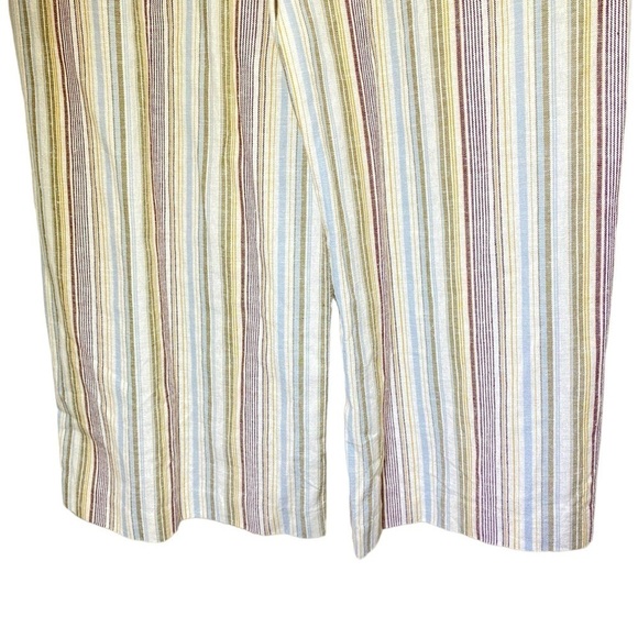 VIVI by VIOLET WEEKEND Plus Size 16 Cropped Jumpsuit Blue tan White Linen Blend - Picture 8 of 10